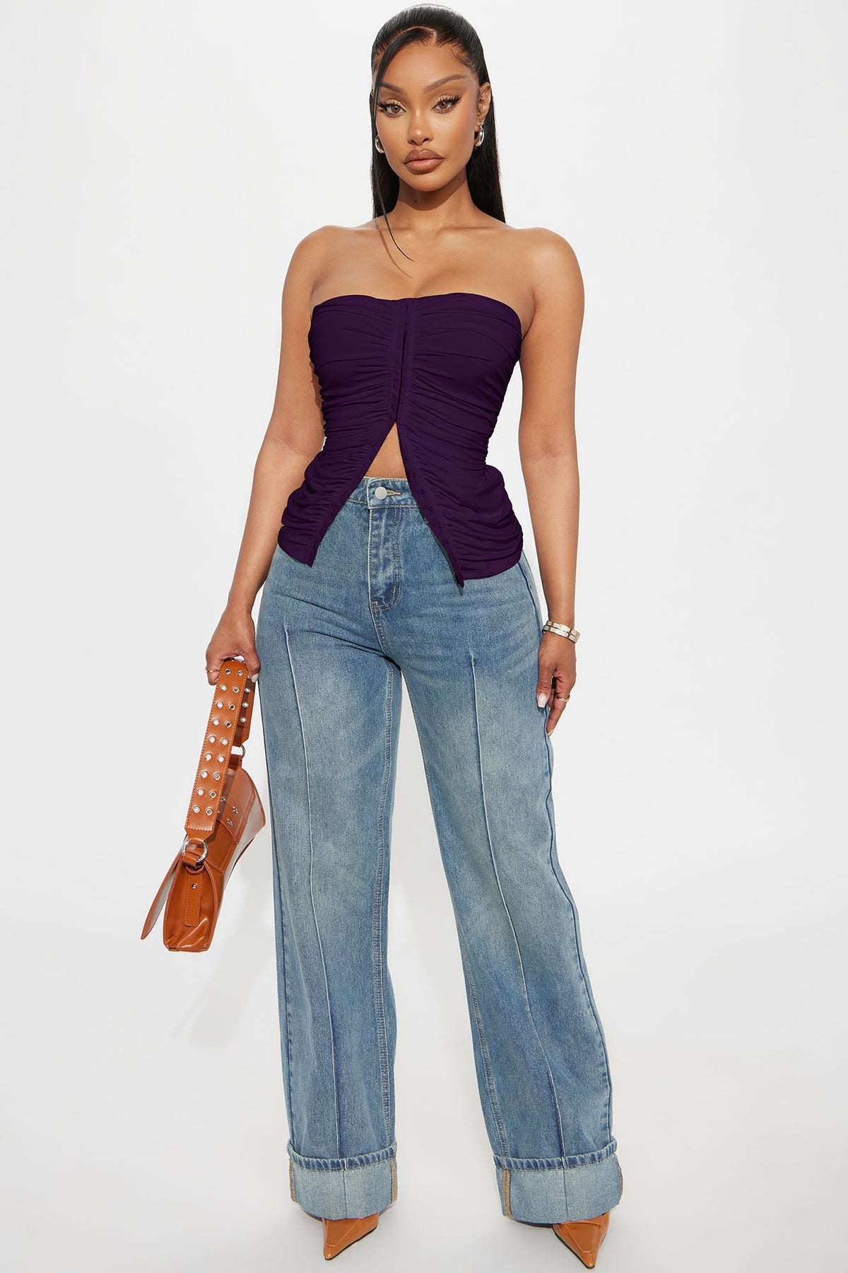 Run It Up Ruched Tube Top - Plum