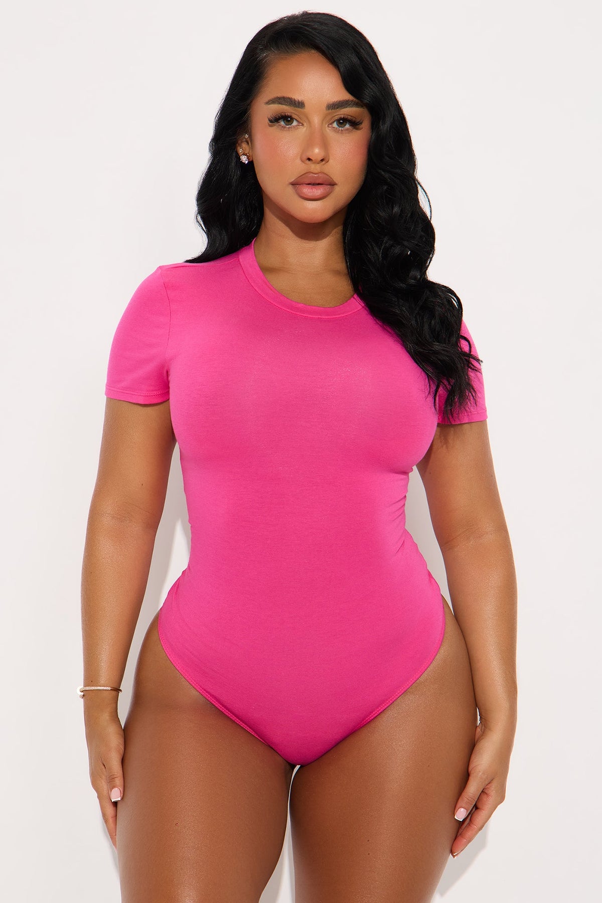 Cambria Short Sleeve Bodysuit - Fuchsia