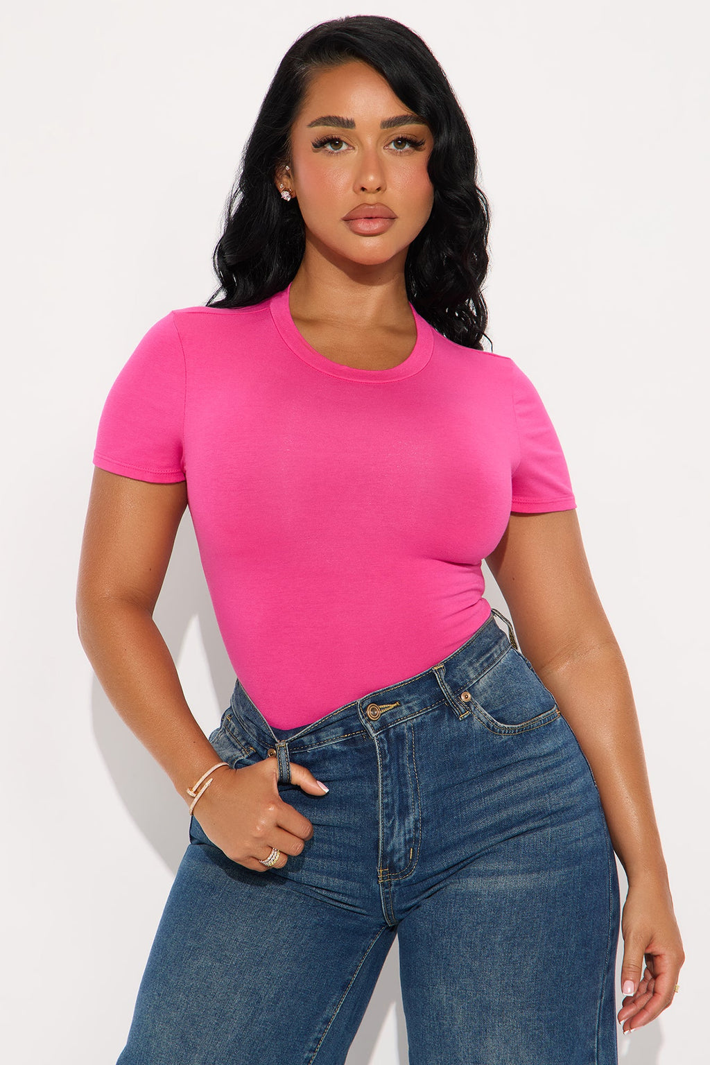 Cambria Short Sleeve Bodysuit - Fuchsia