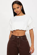 Briar Short Sleeve Bubble Hem T Shirt - Ivory