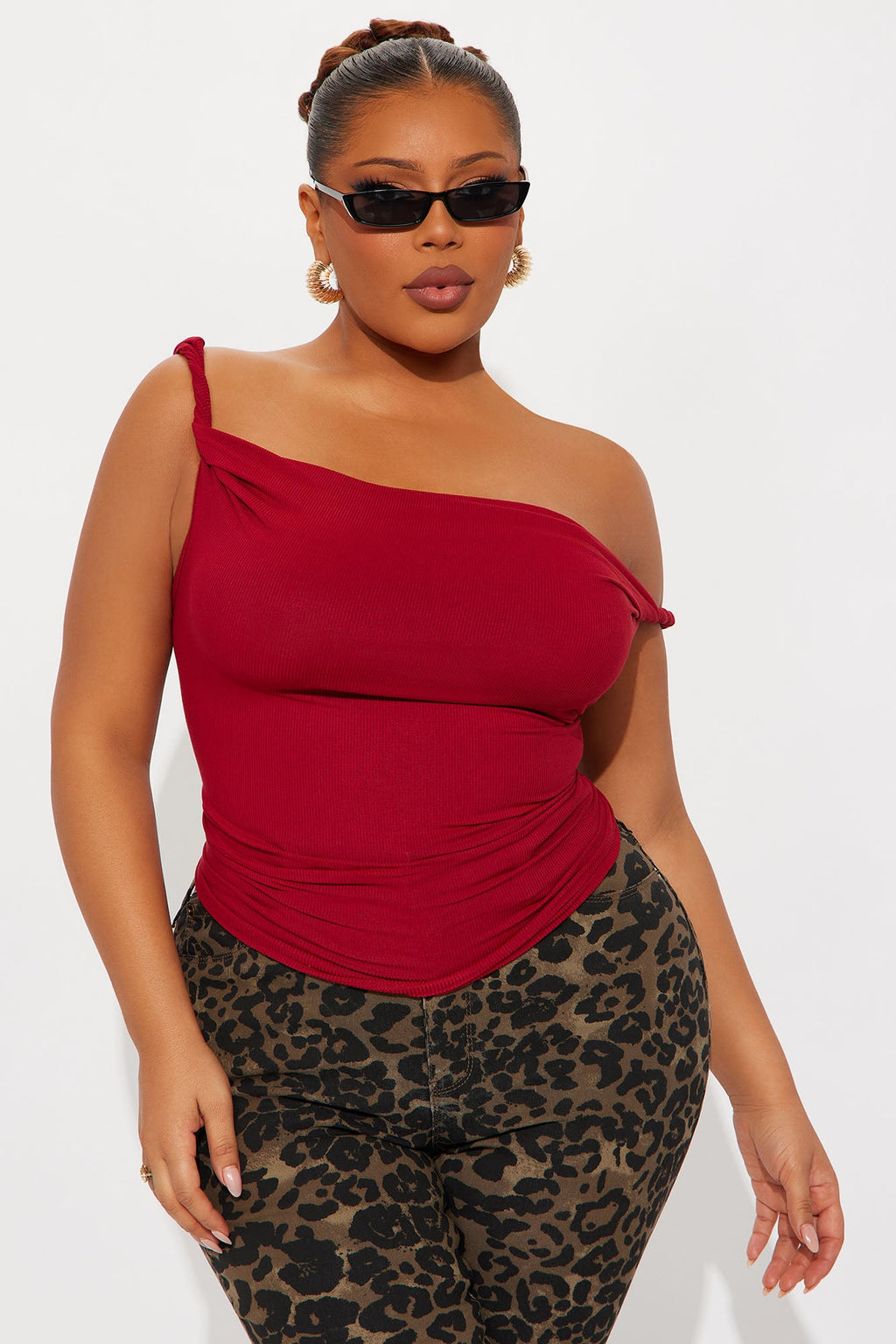 Ingrid Off Shoulder Ribbed Top - Red