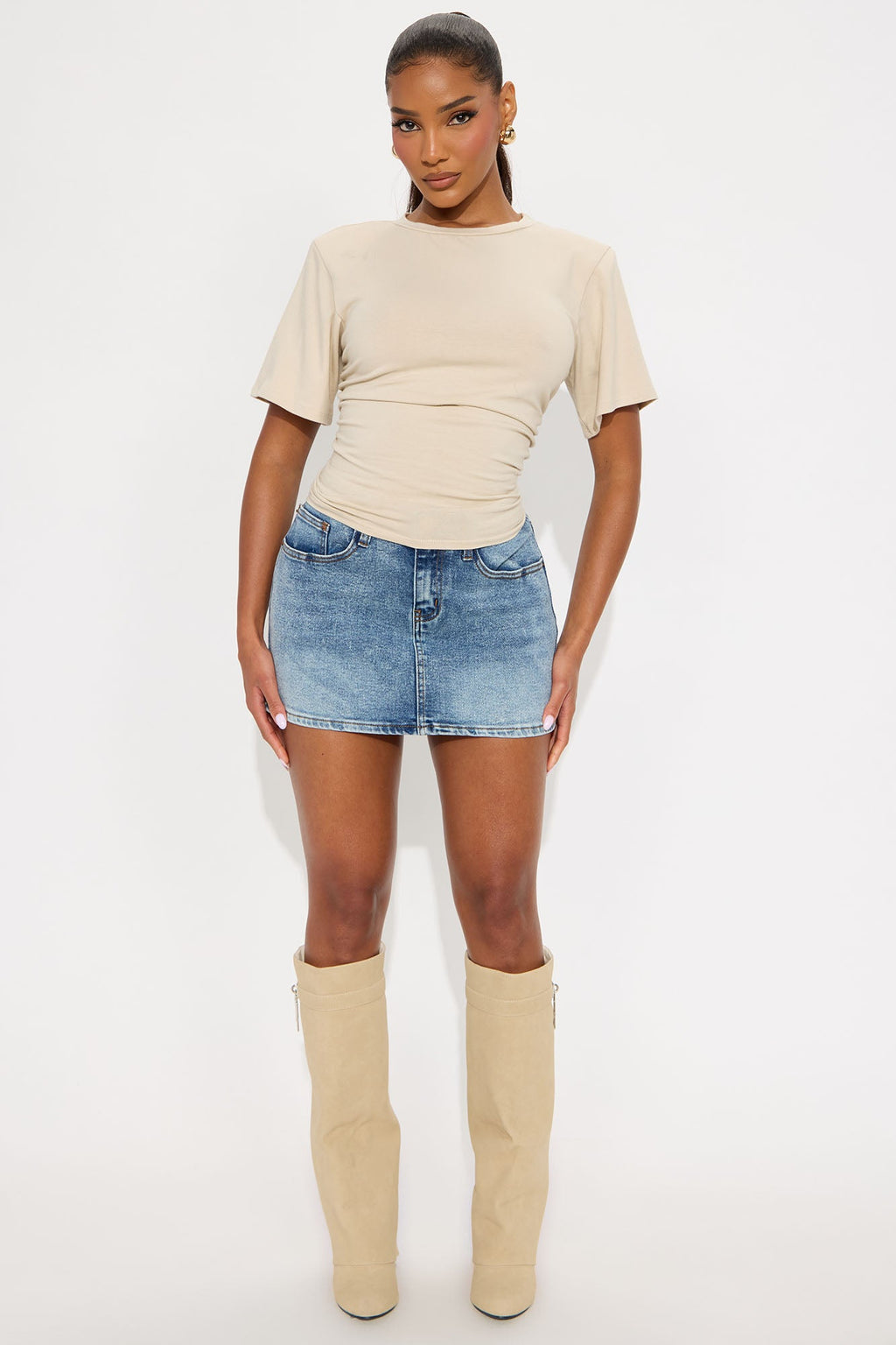 Lynn Shoulder Pad Tee - Cream