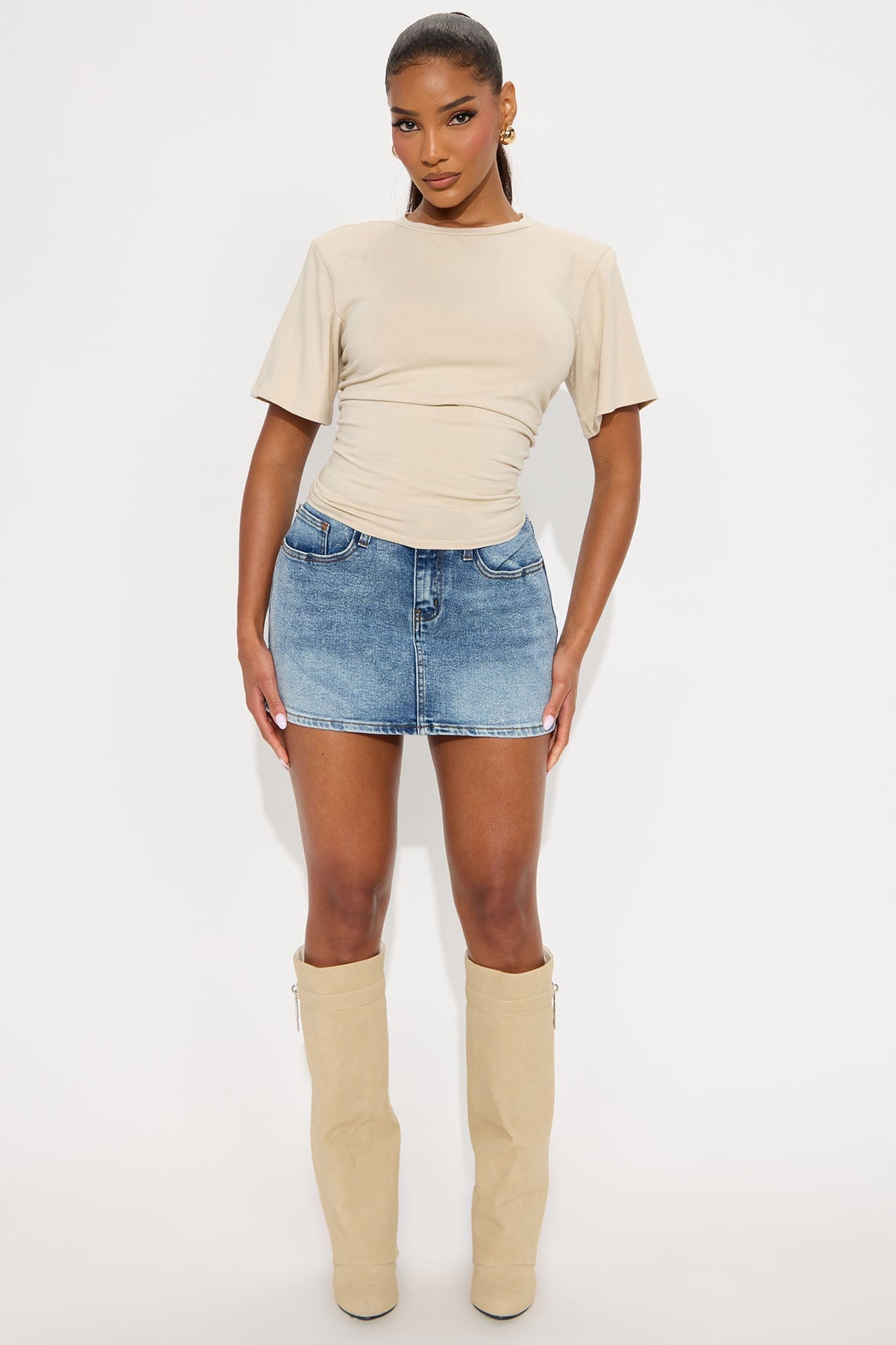 Lynn Shoulder Pad Tee - Cream