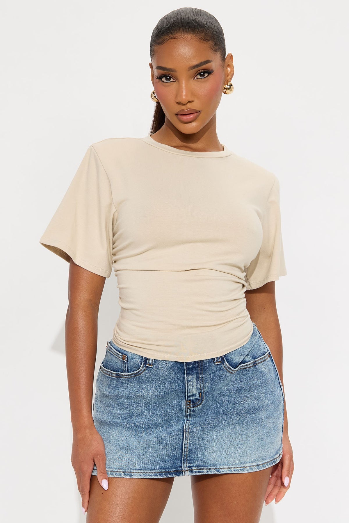 Lynn Shoulder Pad Tee - Cream