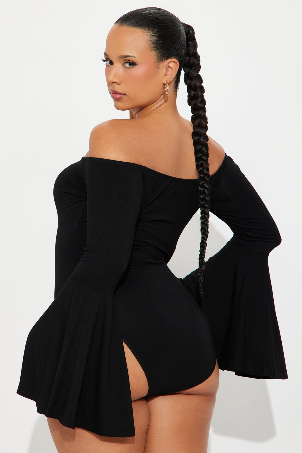 Shani Long Sleeve Off Shoulder Bodysuit - Black