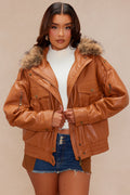 Riding Solo Faux Leather Jacket - Cognac
