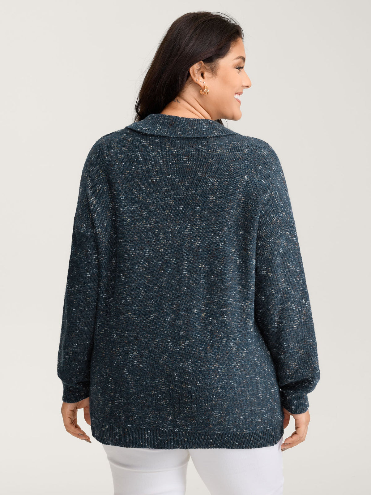 Heather Polo Collar Button Pullover