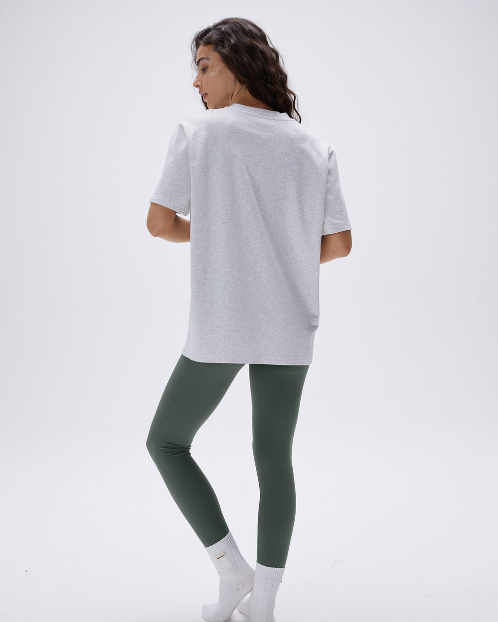 Varsity Stitch Short Sleeve Oversized T-shirt - Light Grey Melange/Black