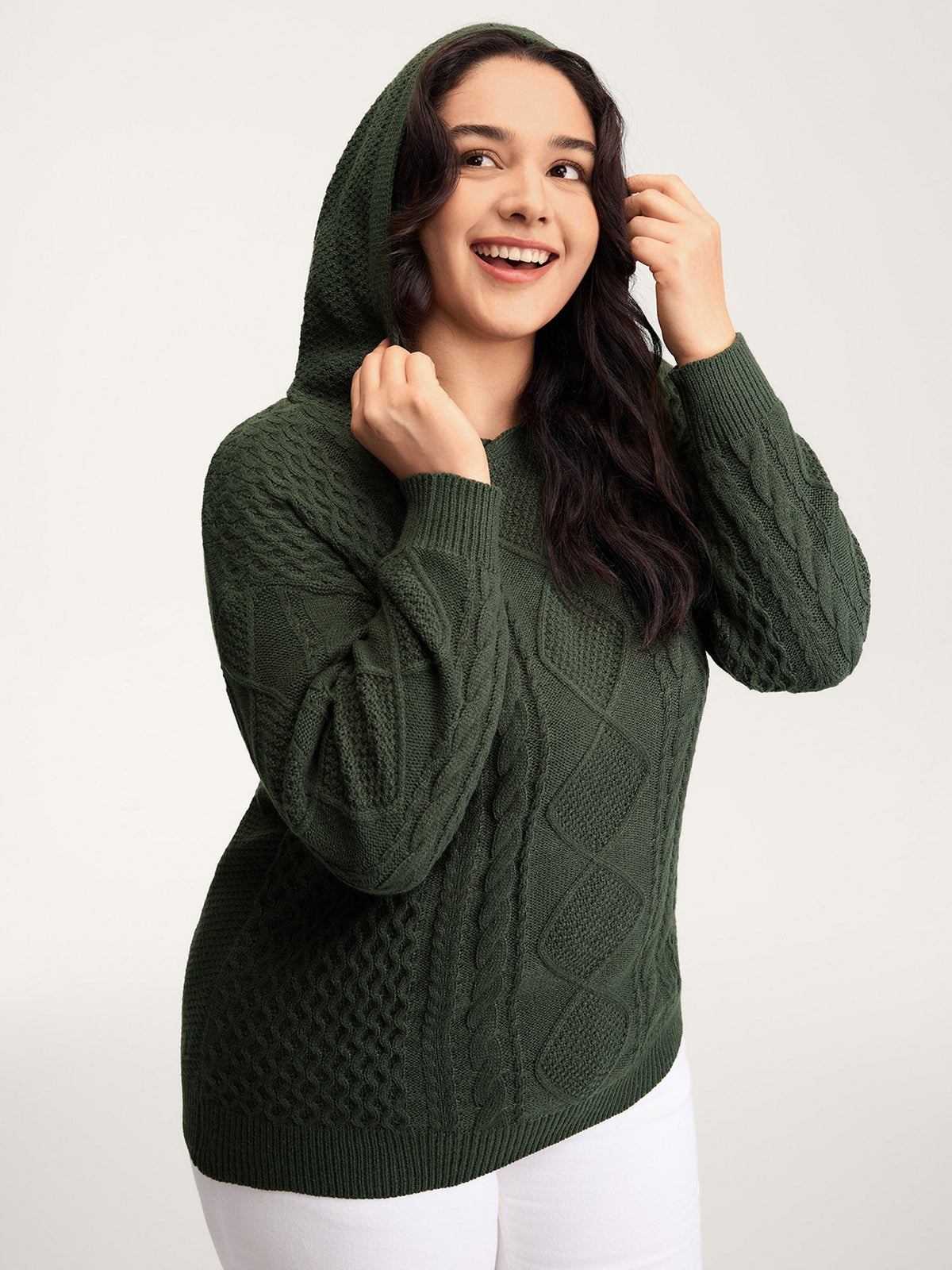 Twisted Textured Hooded Pullover