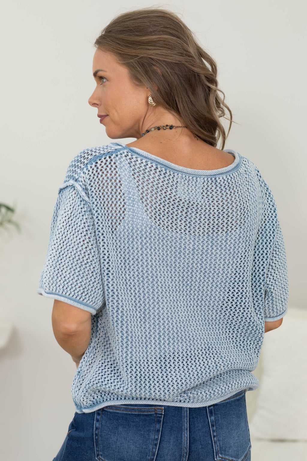 Washed Vintage Soft Boatneck Knit Top