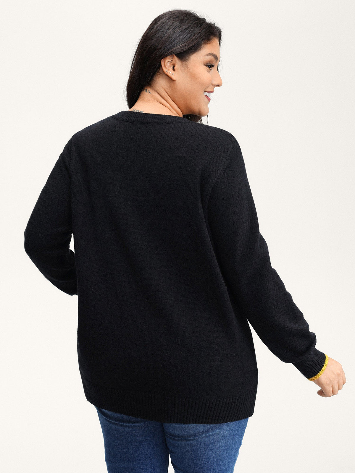 Puppy In Rain Jacquard Contrast Pullover