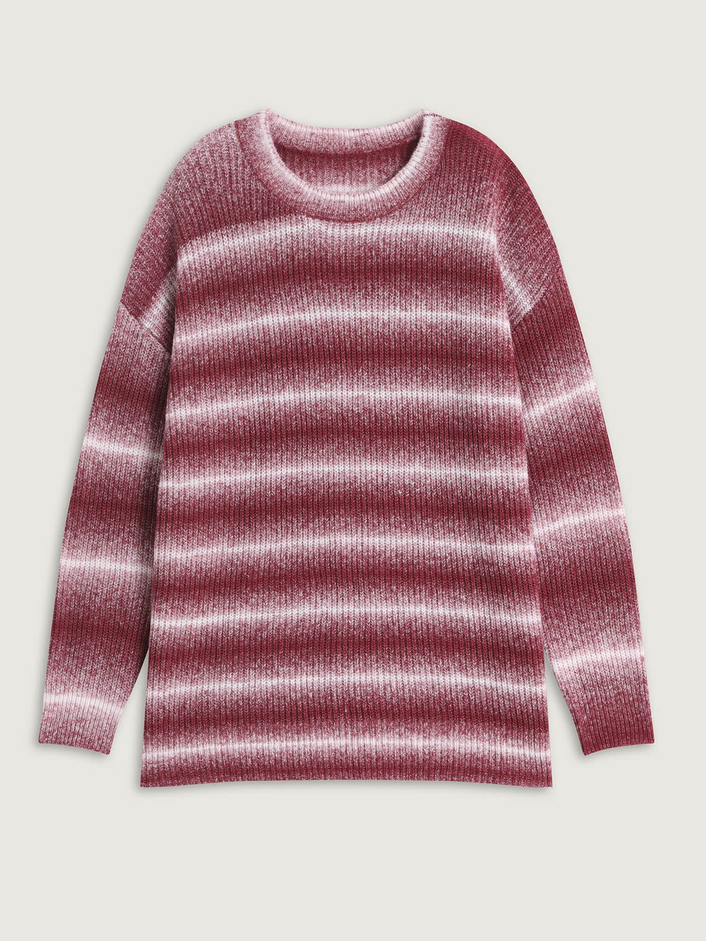 Ombre Tissue Textured Round Neck Pullover