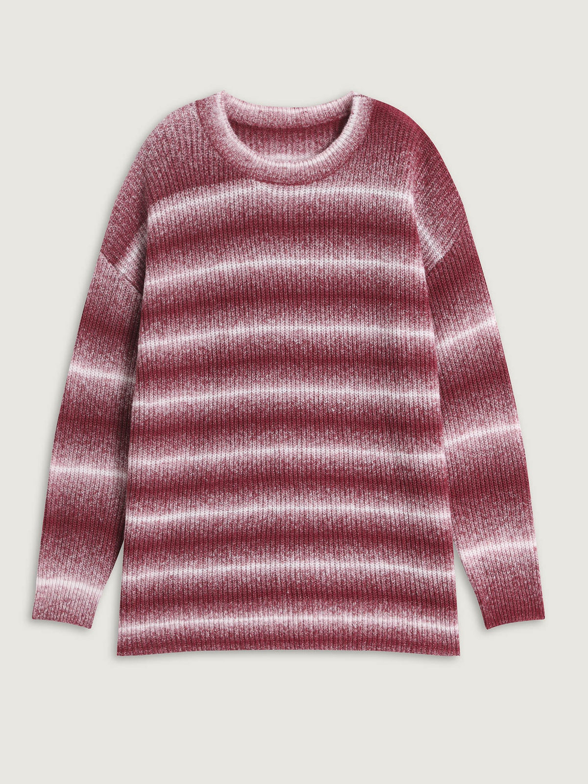 Ombre Tissue Textured Round Neck Pullover