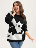 Monochrome Cats Crewneck Pullover