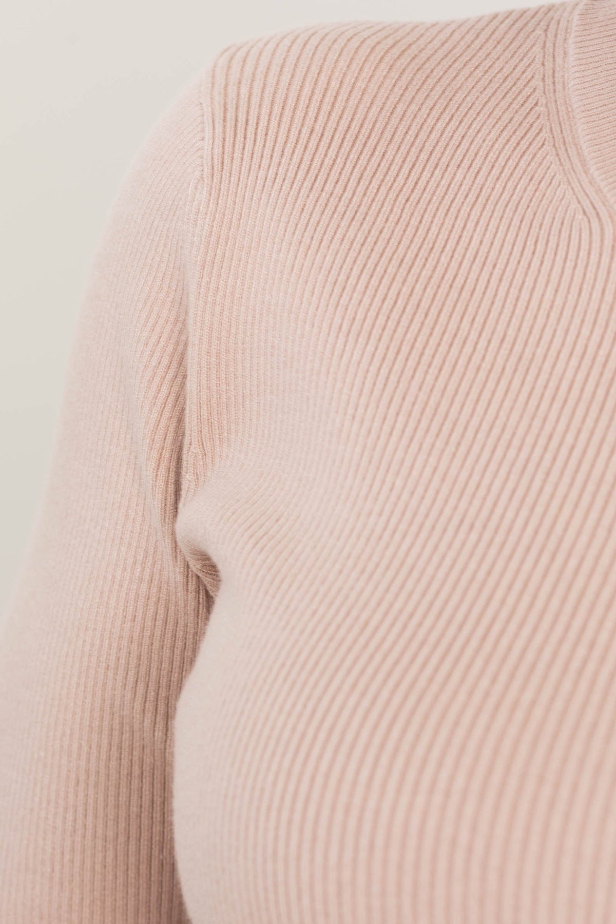 Beige Ribbed Solid Knit Sweater Top