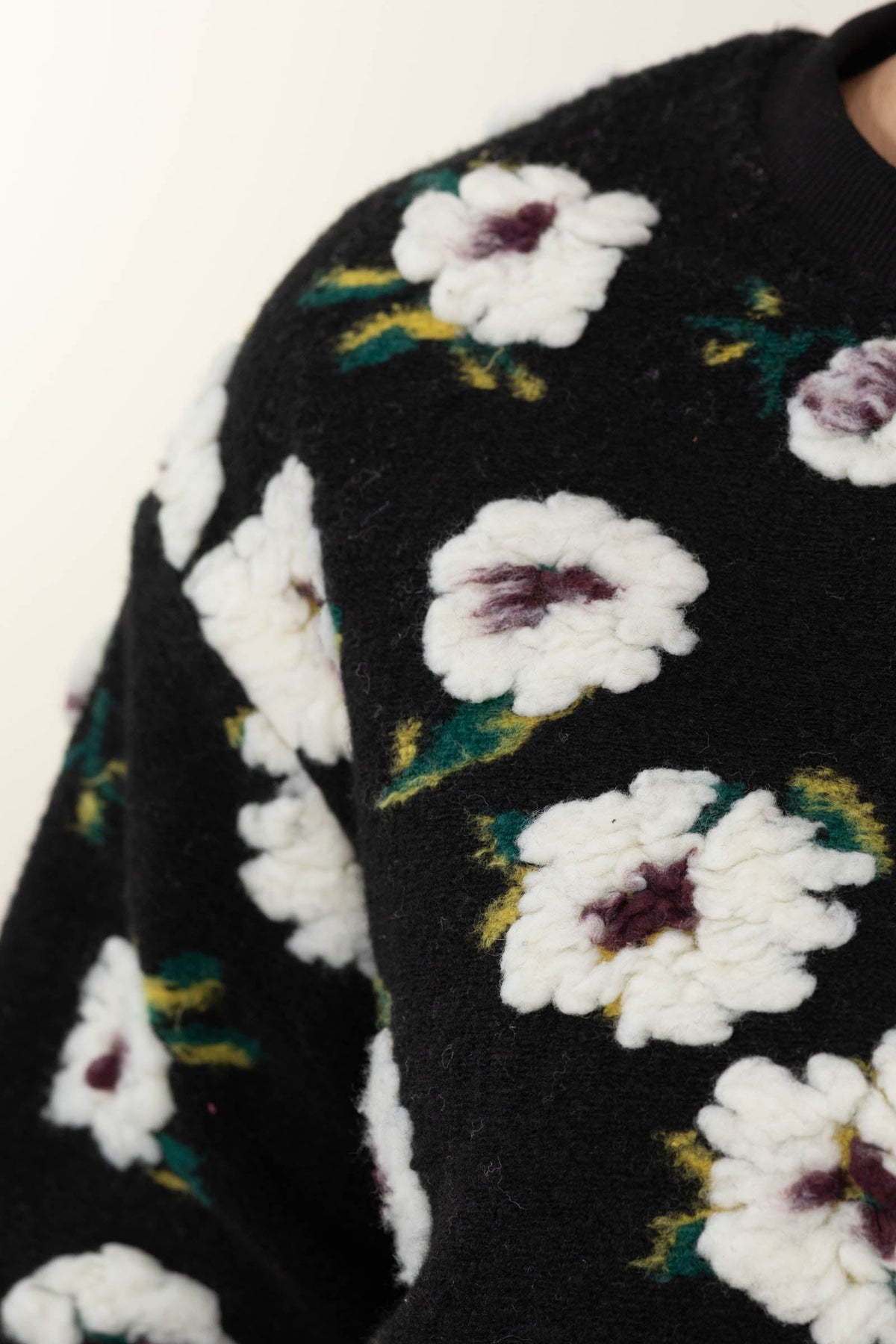 Black Floral Print Sweater