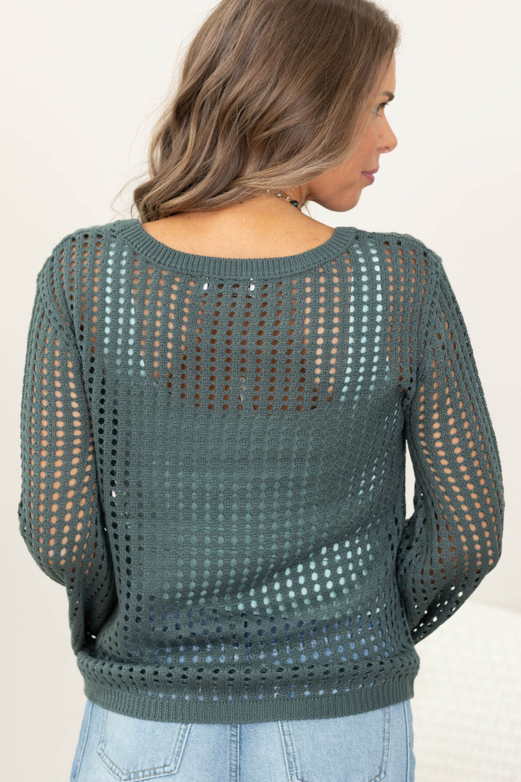 Hollow Crochet Long Sleeve Sweater