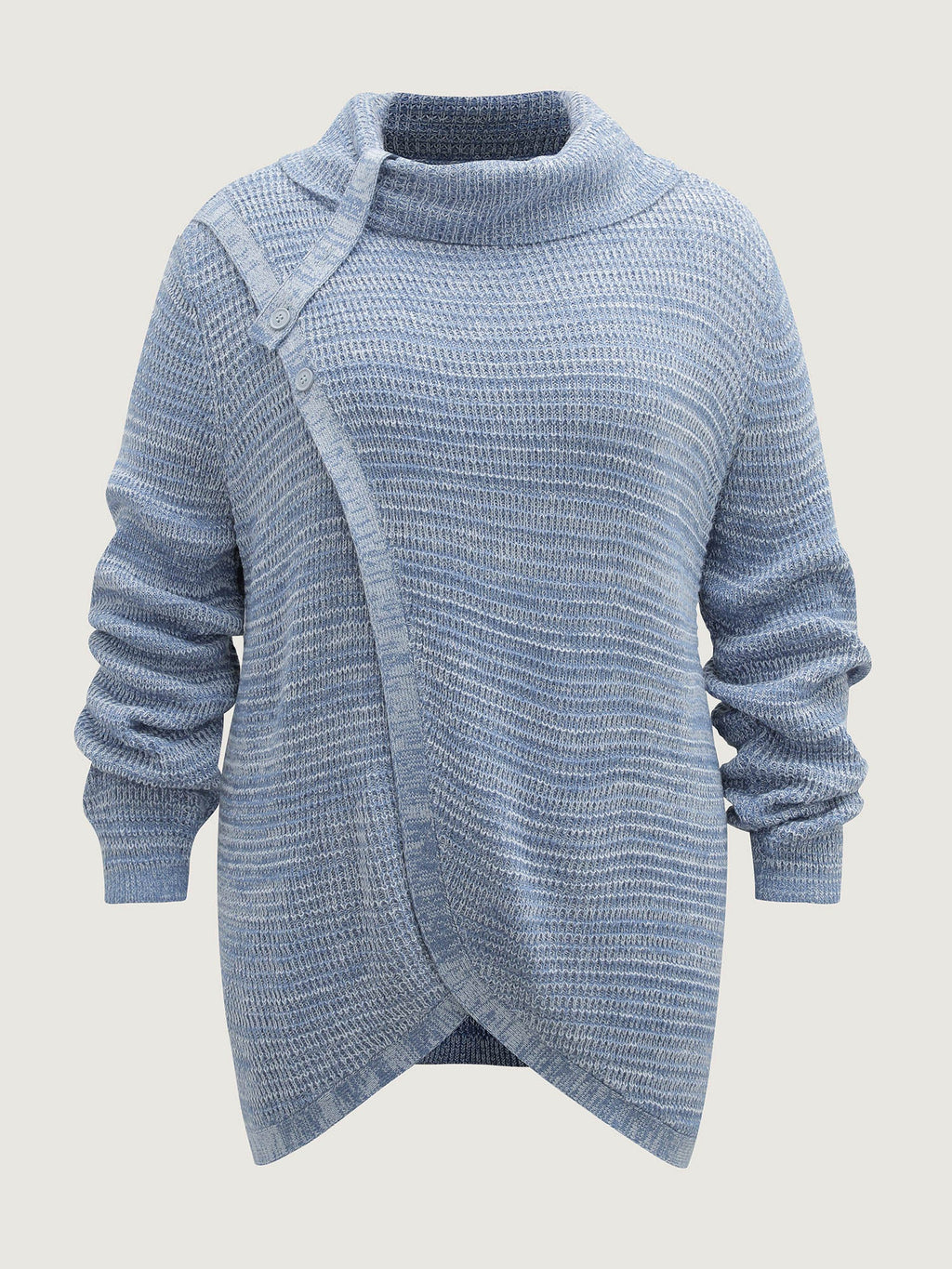 Turtleneck Wrap Adjustable Button Pullover