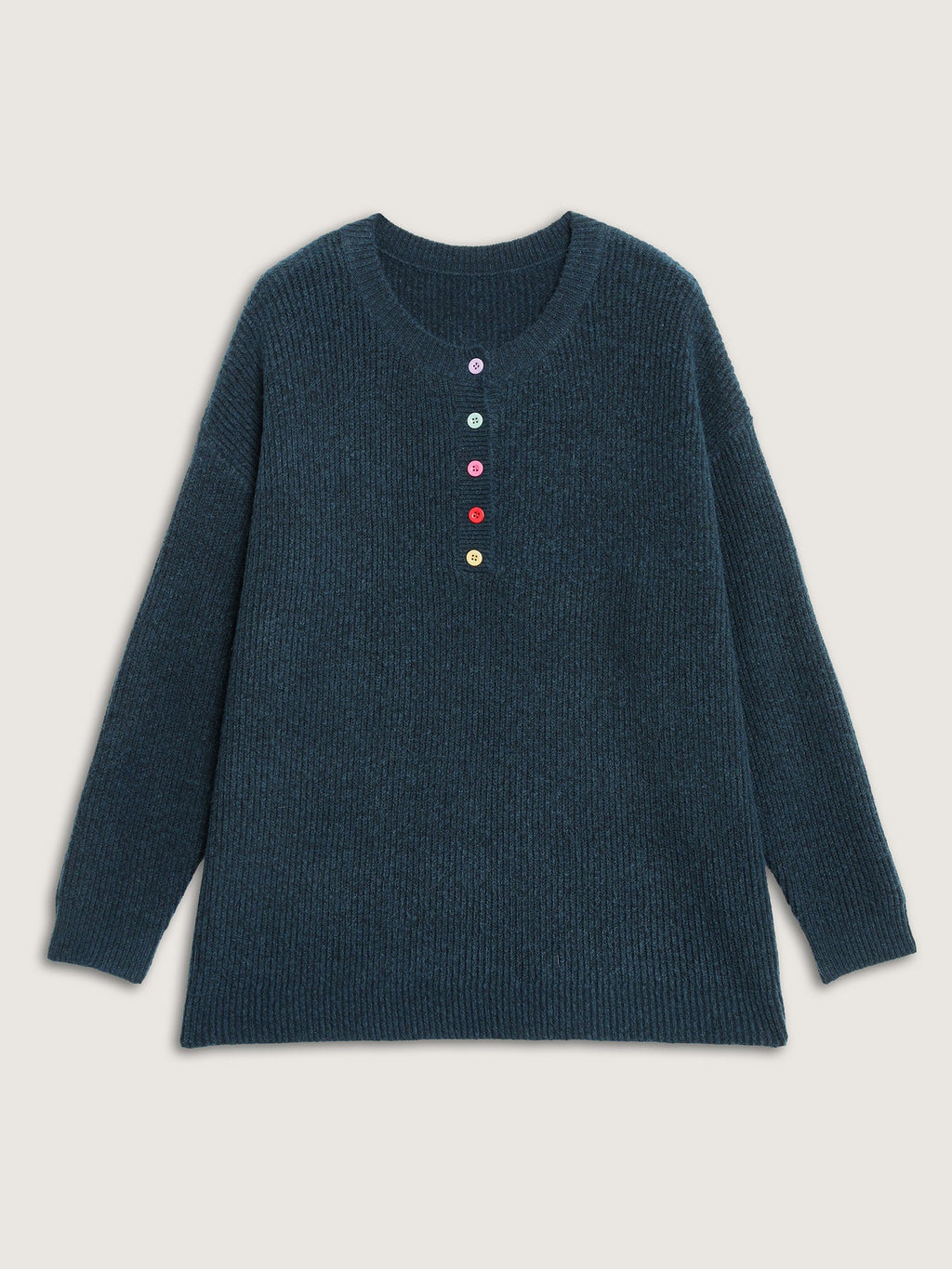 Supersoft Half-Button Placket Textured Solid Pullover