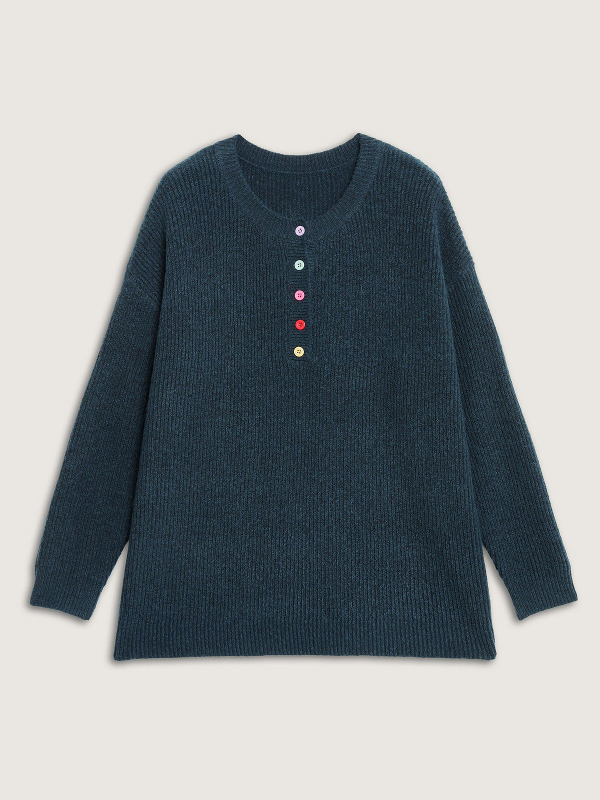 Supersoft Half-Button Placket Textured Solid Pullover