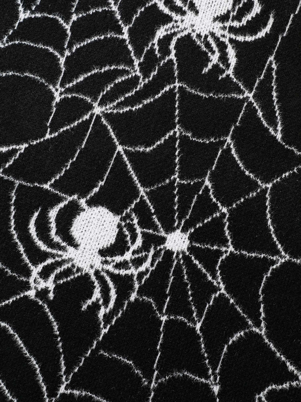 Spiderweb Jacquard Print Ribbed Pullover
