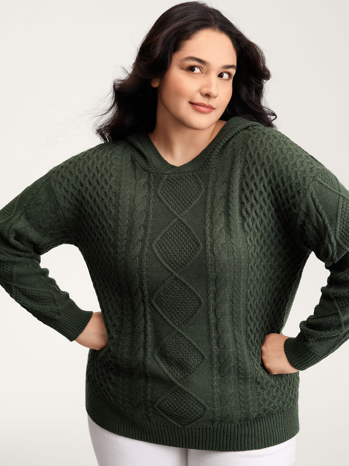 Twisted Textured Hooded Pullover