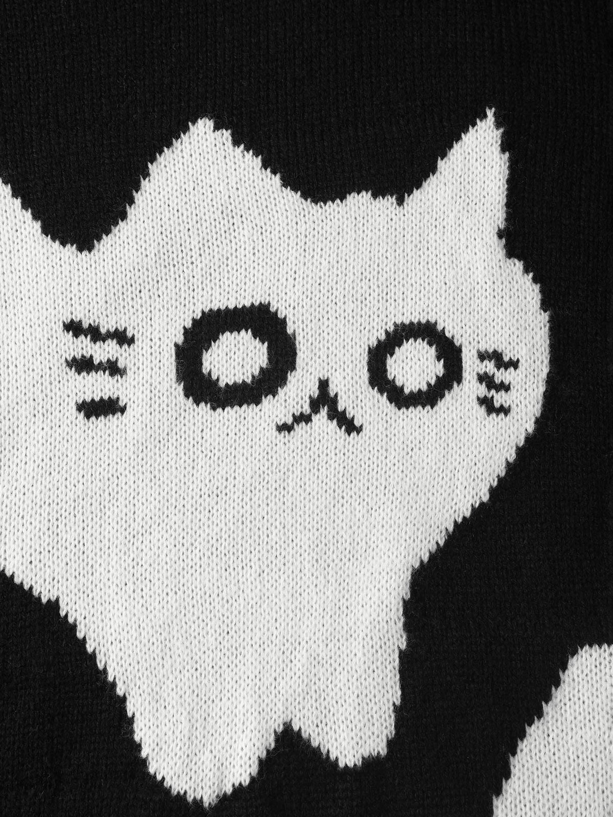 Monochrome Cats Crewneck Pullover