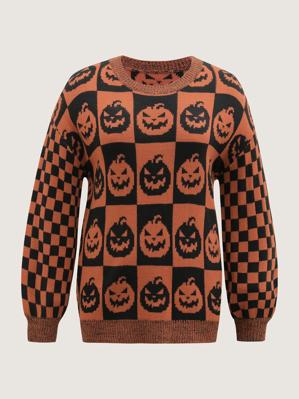 Creepy Pumpkins Jacquard Blended Yarn Pullover