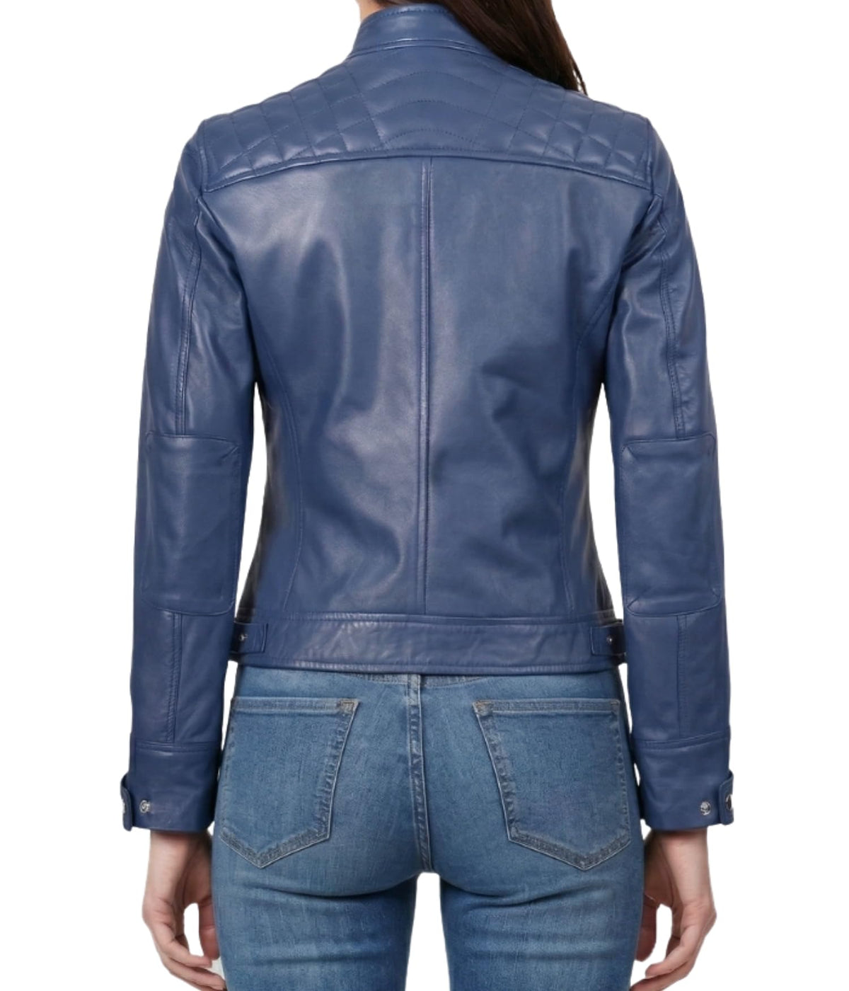 Decrum Cafe Racer Leather Jacket - Leather Jackets for Women | [1324204] D1 Blue. L