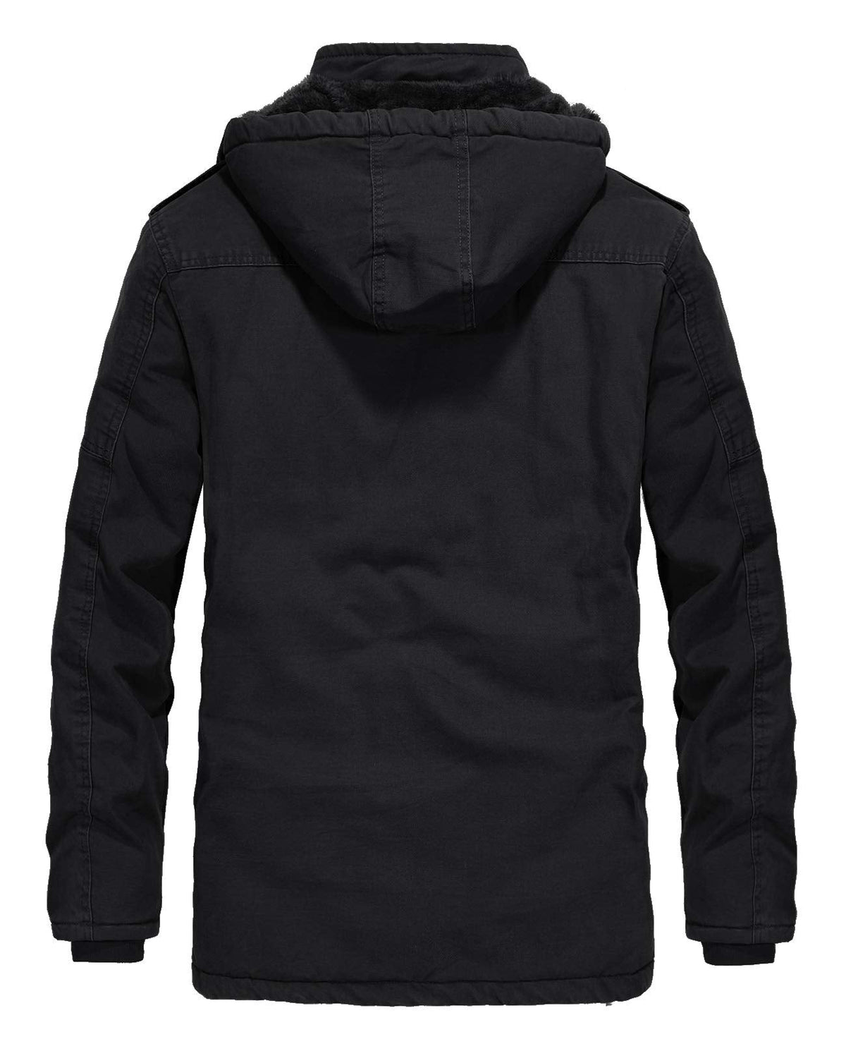 Men's Winter Thicken Coat Casual Military Parka Jacket with Removable Hood(Medium. Dark Black)