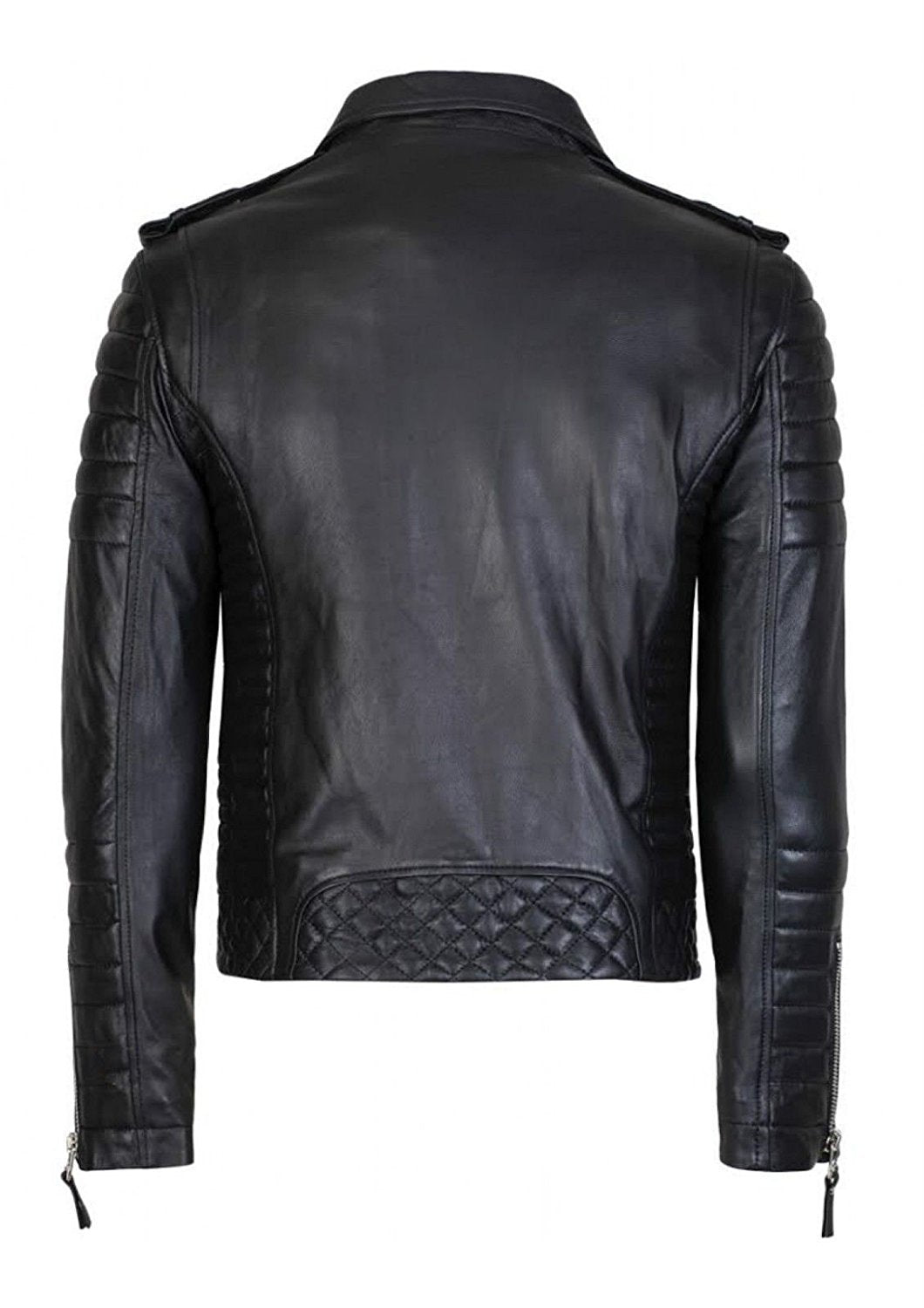 DECIMAL Men's Black REAL Lambskin Leather Biker Jacket VINTAGE GENUINE MOTORCYCLE JACKETS FOR MEN (US. Alpha. Medium. Regular. Regular. C BLACK)