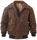 FLAVOR Men's Leather Flight Jacket Bomber Air Force Aviator (Brown. Medium)