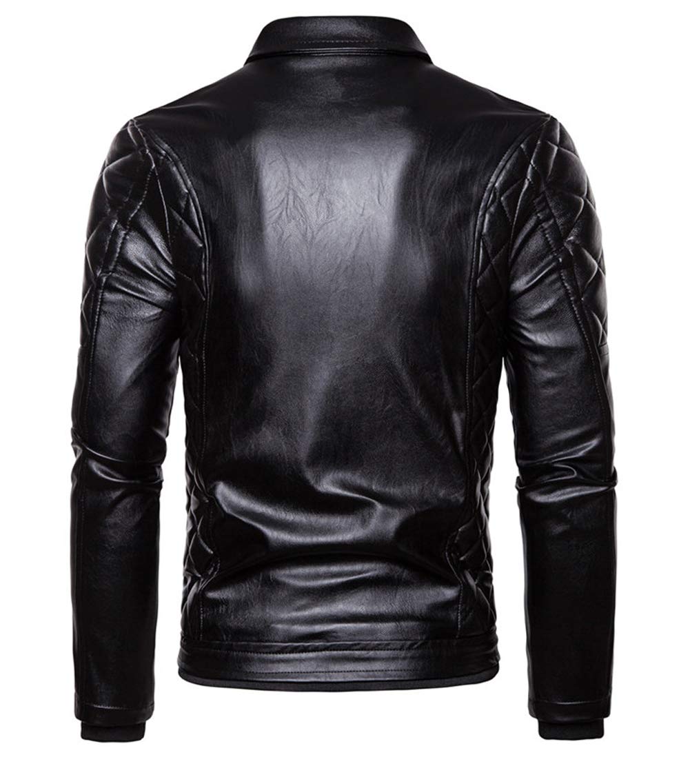 chouyatou Men's Removable Fur Collar Sherpa Lined Steampunk Faux Leather Jacket (Medium. Black)