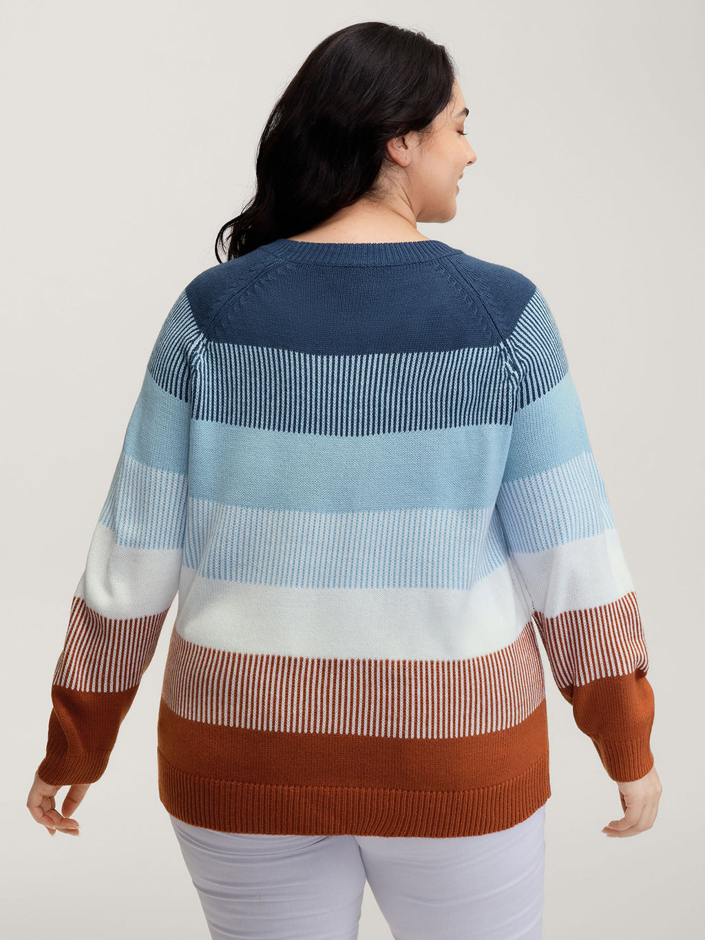 Color Stripes Textured Pullover