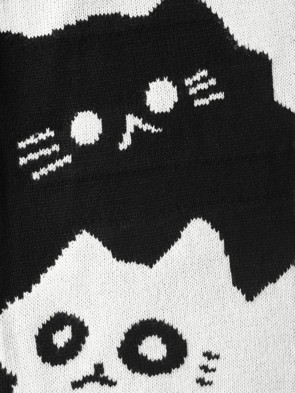 Monochrome Cats Crewneck Pullover