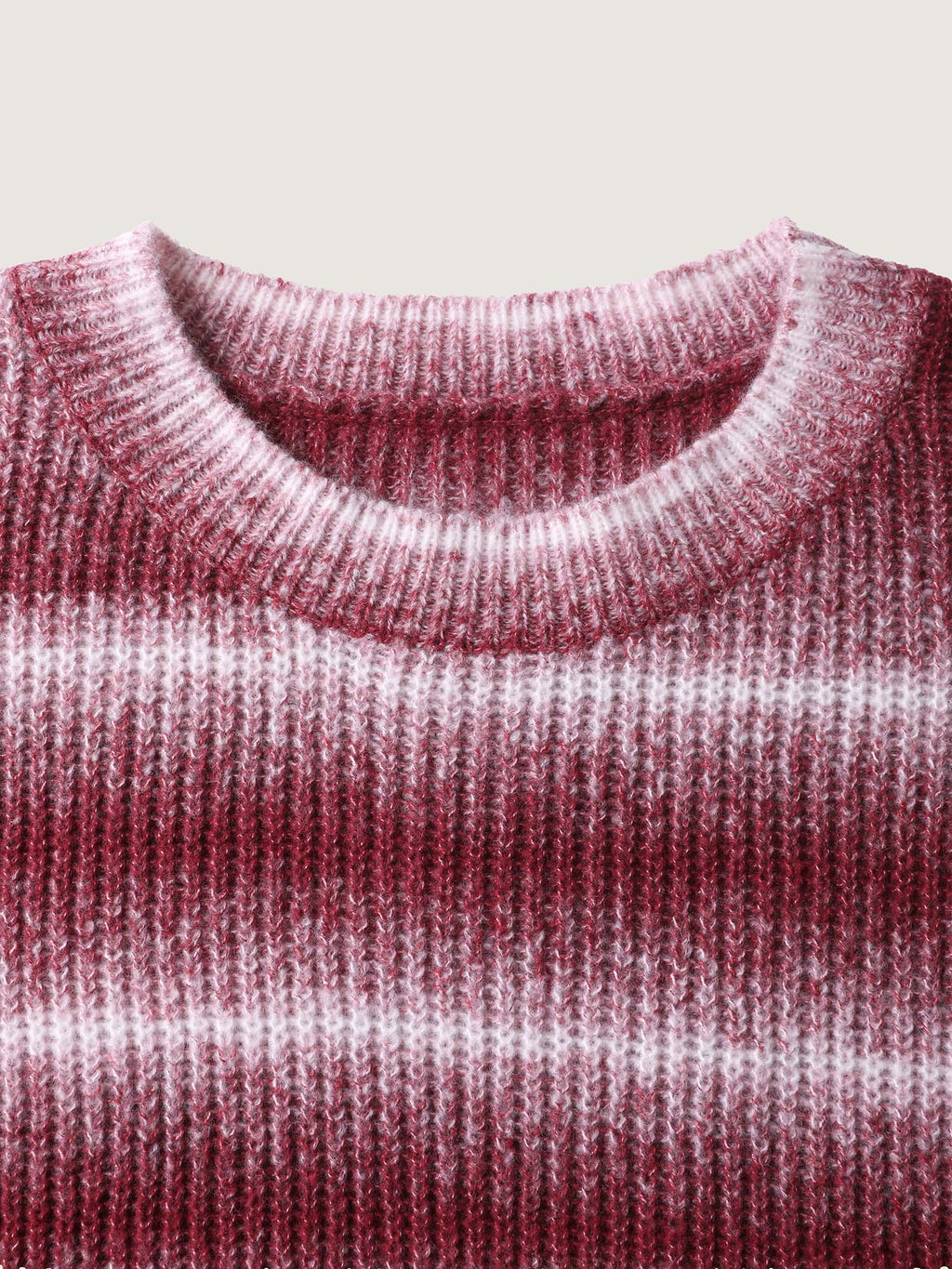 Ombre Tissue Textured Round Neck Pullover