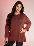Stripe Textured Round Neck Pullover