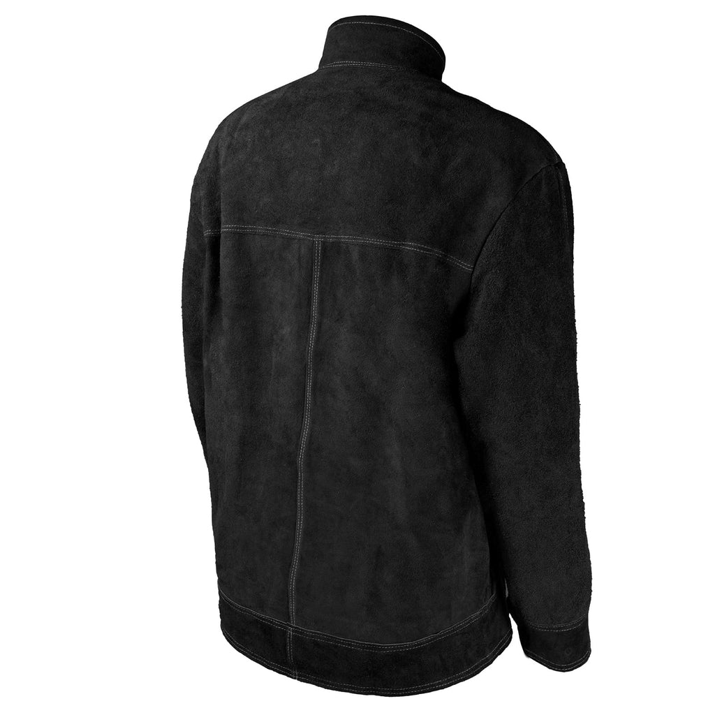 YESWELDER Black Leather Welding Jacket for Men Women. Heavy Duty Welder Jacket. Heat Flame Resistant Welding Coat. L