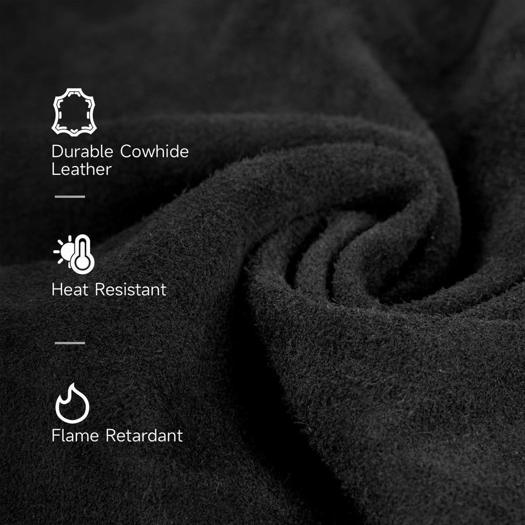 YESWELDER Black Leather Welding Jacket for Men Women. Heavy Duty Welder Jacket. Heat Flame Resistant Welding Coat. L