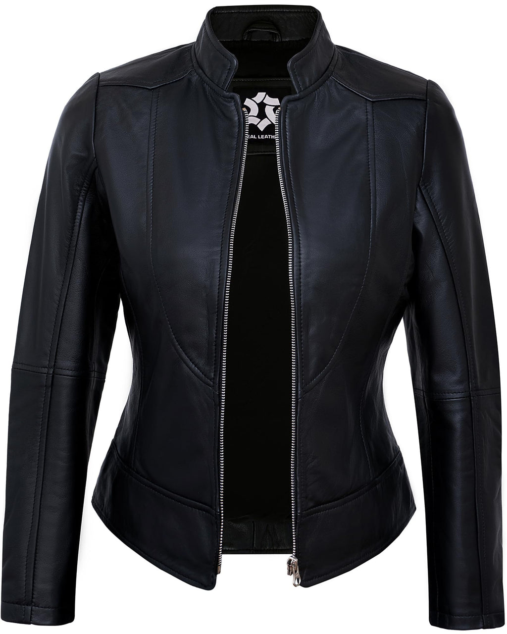 UrbanFocal Black Leather Jacket Womens - Moto Leather Jackets For Women | [101002606] Black Amy. 2XL