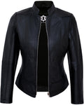 UrbanFocal Black Leather Jacket Womens - Moto Leather Jackets For Women | [101002606] Black Amy. 2XL