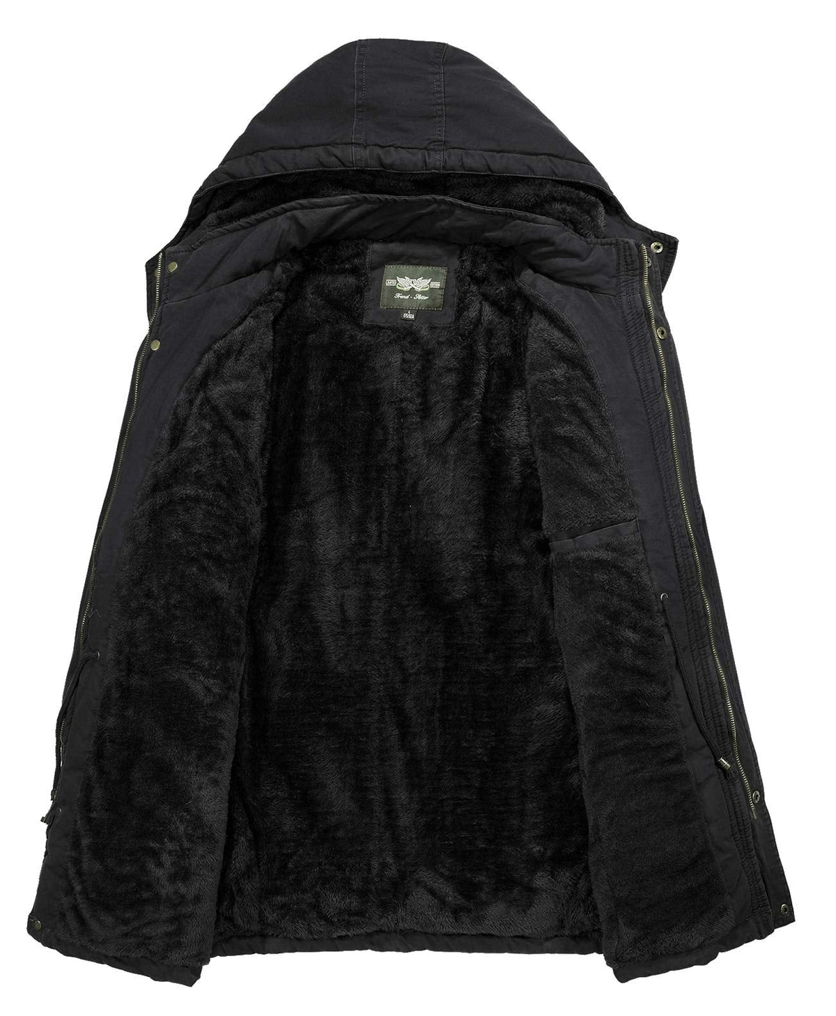 Men's Winter Thicken Coat Casual Military Parka Jacket with Removable Hood(Medium. Dark Black)