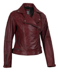 Decrum Disc Womens Burgundy Asymmetrical Jacket - Genuine Lambskin Women Jakcet | [1306493] Kmberly. M
