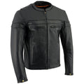 Milwaukee Leather Men's Black Leather Sporty Crossover Scooter Motorcycle Jacket w/Reflective Piping - LKM1725 - Large