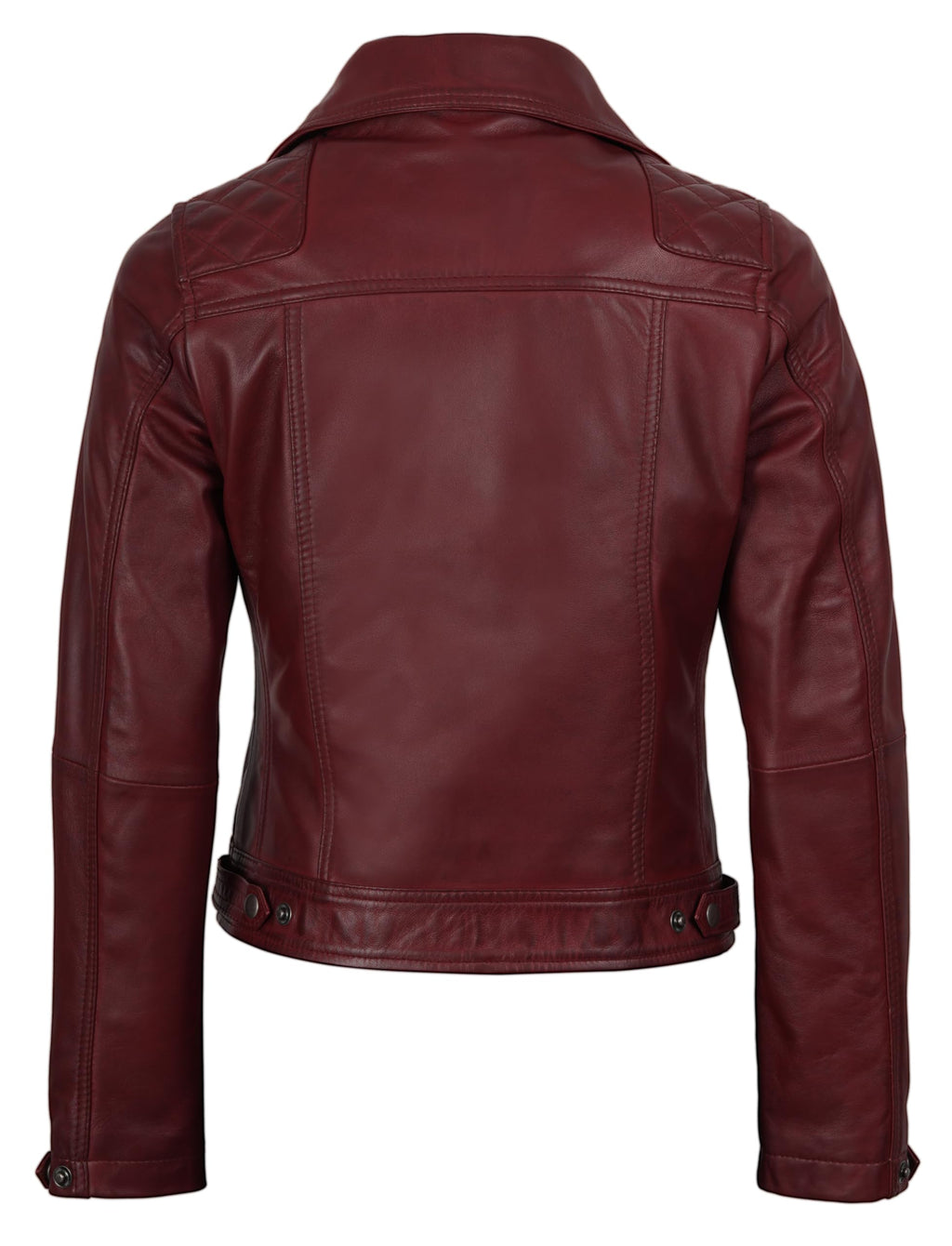 Decrum Disc Womens Burgundy Asymmetrical Jacket - Genuine Lambskin Women Jakcet | [1306493] Kmberly. M