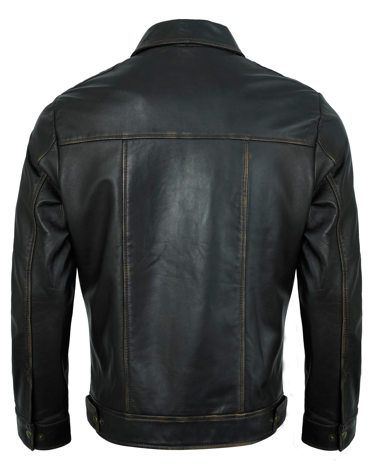 UrbanFocal Brown Leather Jacket Men - Real Lambskin Biker Style Vintage Mens Leather Jackets | [101001705] J.Wick Ruboff. XL