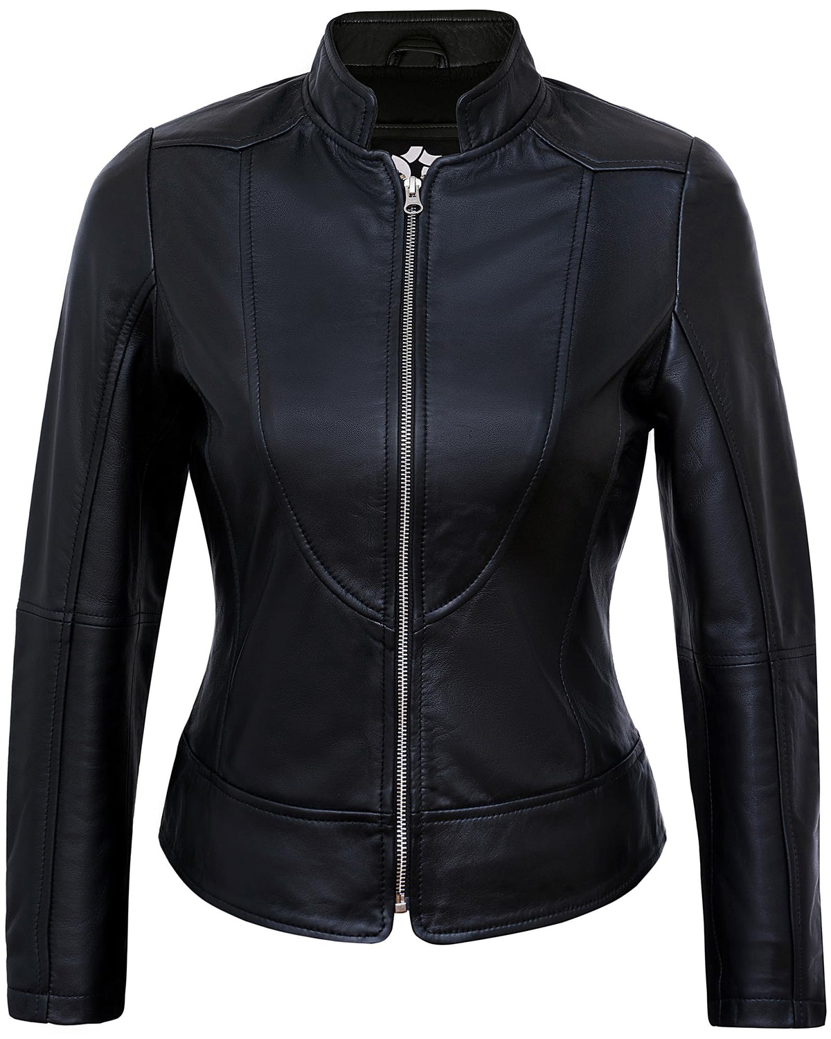 UrbanFocal Black Leather Jacket Womens - Moto Leather Jackets For Women | [101002606] Black Amy. 2XL