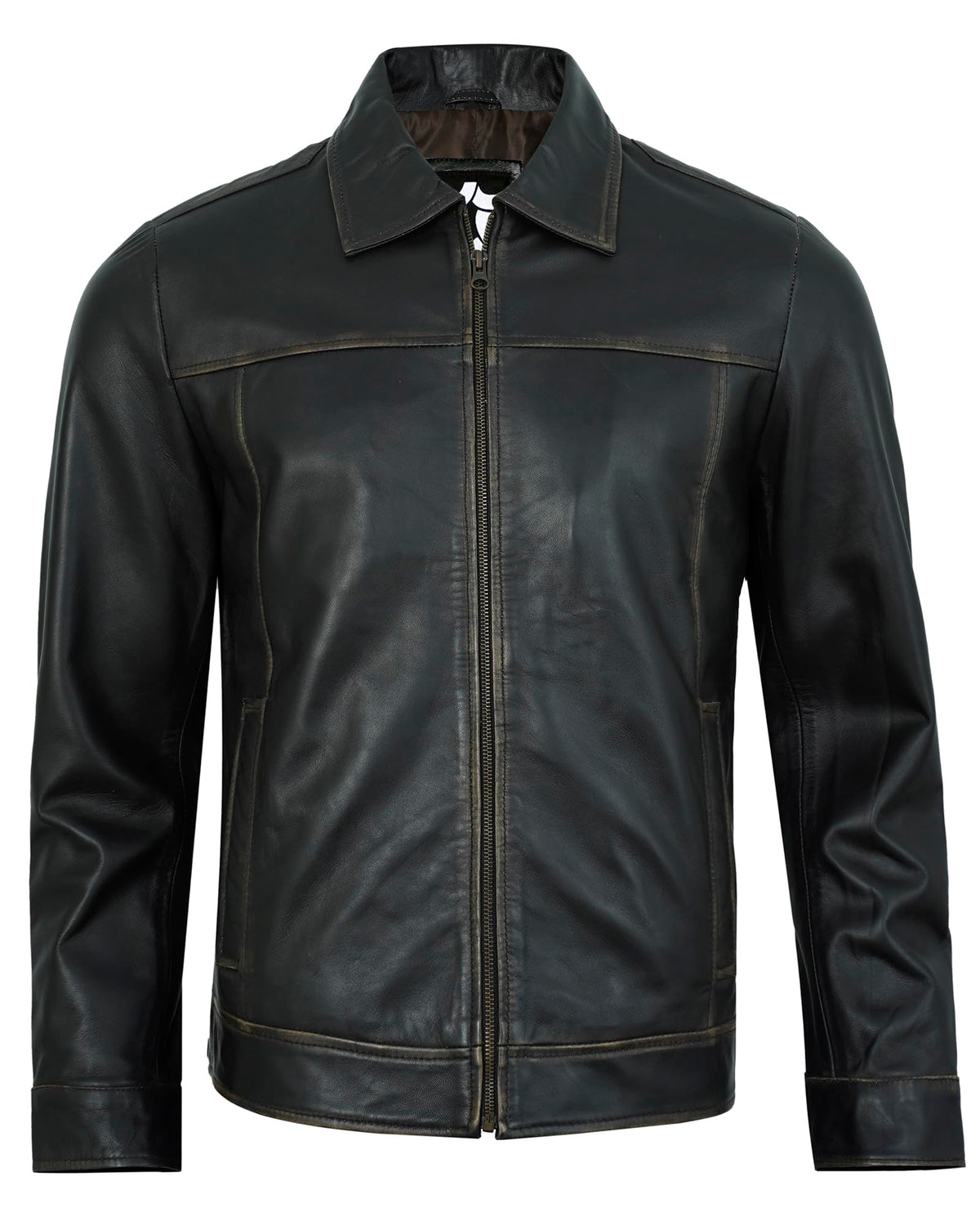 UrbanFocal Brown Leather Jacket Men - Real Lambskin Biker Style Vintage Mens Leather Jackets | [101001705] J.Wick Ruboff. XL