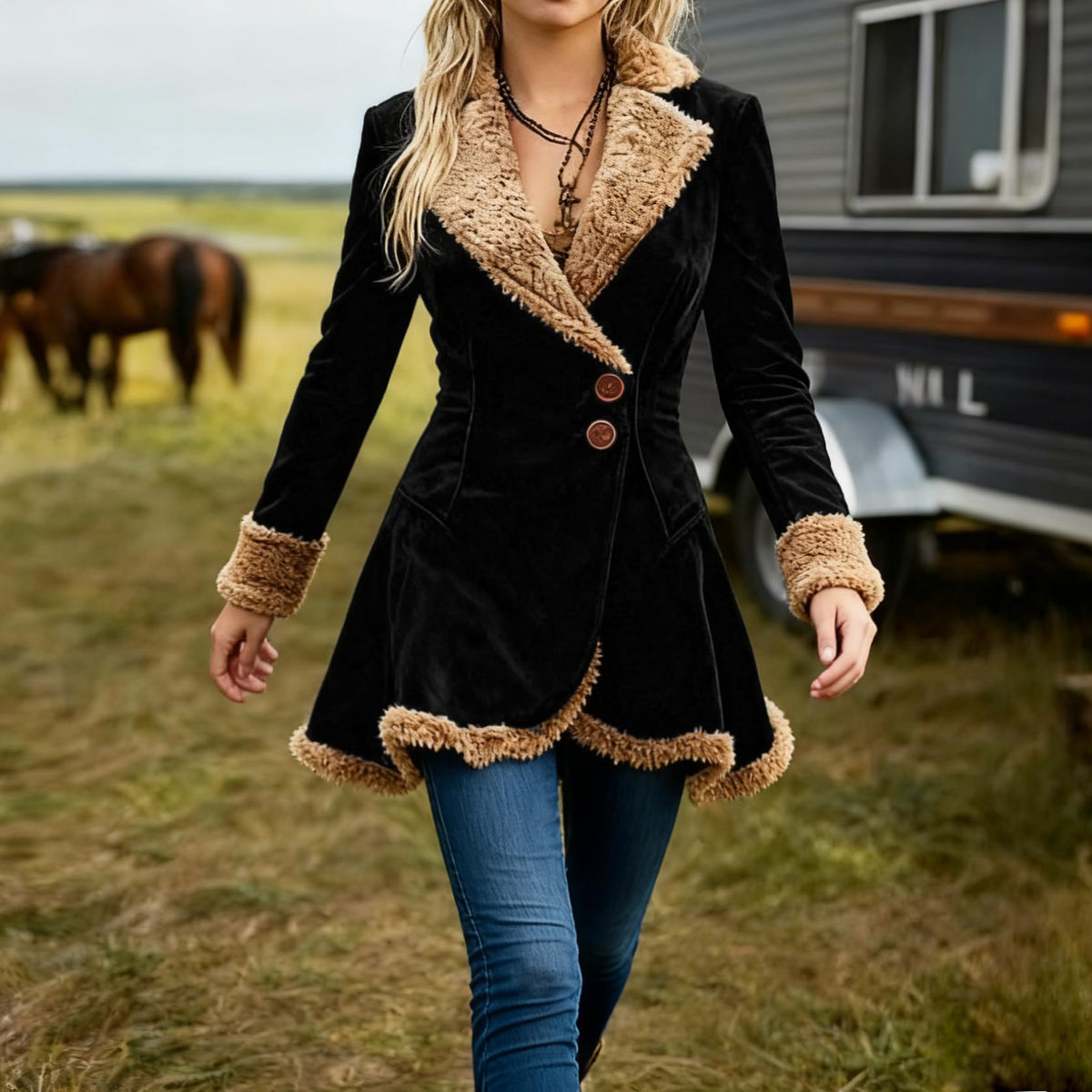 utcoco Womens Sherpa Lined Suede Jacket 2026 Fall Fashion Outfits Slim-Fit Faux leather Fleece Jackets Winter Coats (Medium. Black)