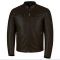 REVOLT Men's Motorcycle Jacket. Natural Buffalo Leather. CE Armor - Ventilation. Cruiser Motorbiker Touring Biker Brown L